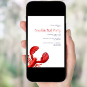 Invitation Fête à ébullition de l'écrevisse rouge homard blan