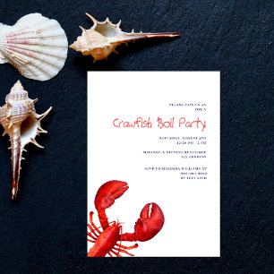 Invitation Fête à ébullition de l'écrevisse rouge homard blan