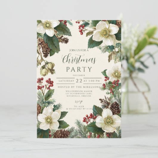 Invitation Fête à feuillage persistant de vacances à Pinecone (Debout devant)