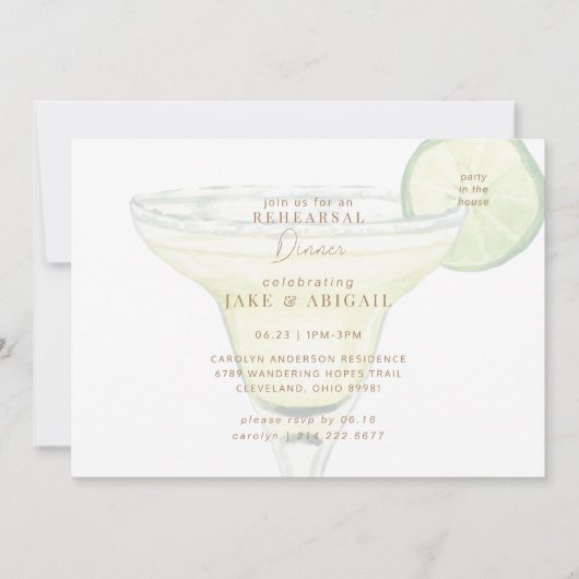 Invitation Fête à la maison Margarita Rehearsal Dîner (Devant)