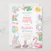 Invitation Fête à la Piscine Éclaboussures d'Été Anniversaire (Devant)