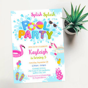 Invitation Fête à la piscine éclaboussures d'été anniversaire