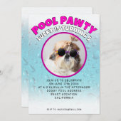 Invitation Fête à la piscine pour chiots avec photo personnal (Devant / Derrière)