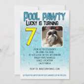 Invitation Fête à la piscine pour chiots avec photo personnal (Devant)