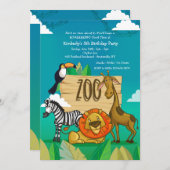 Invitation Fête à l'invitation du zoo (Devant / Derrière)