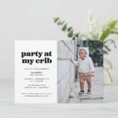 Invitation Fête à My Crib 1er anniversaire (Debout devant)