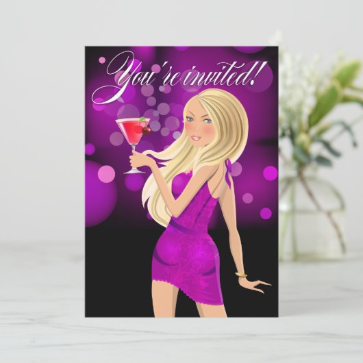 Invitation Fête à n'importe quel but violet (Debout devant)