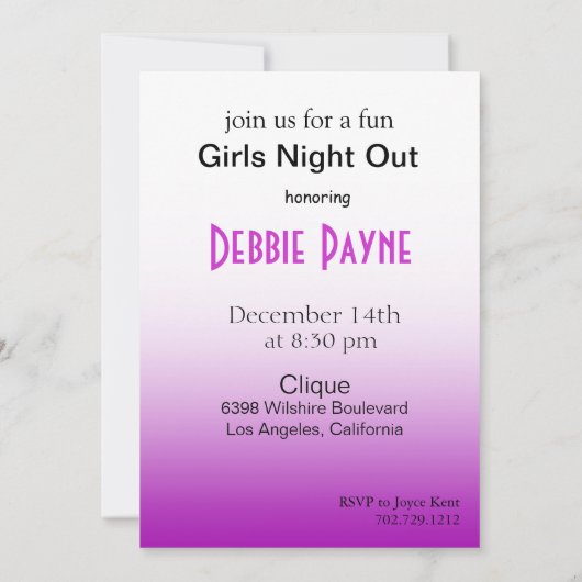 Invitation Fête à n'importe quel but violet (Dos)