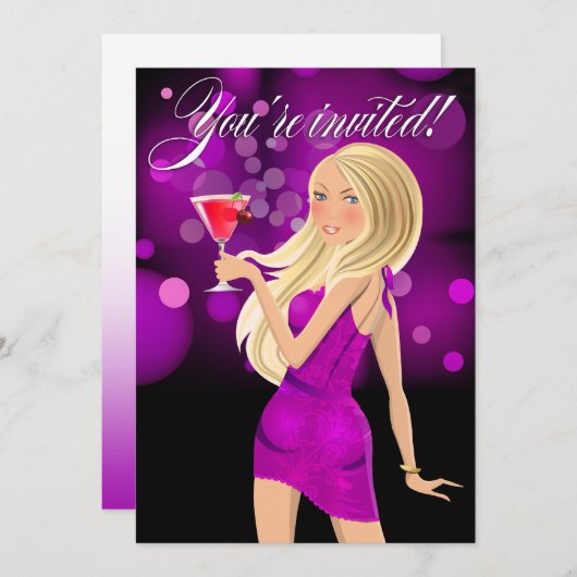 Invitation Fête à n'importe quel but violet (Devant / Derrière)