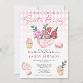 Invitation Fête à thé pour bébé: quelque chose de doux se pré (Devant)