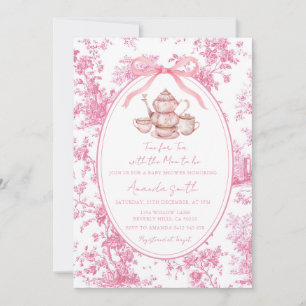 Invitation Fête à thé rose bébé toile florale