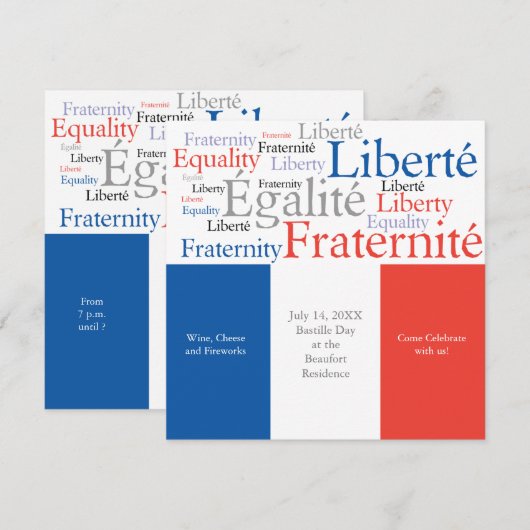 Invitation Fête à thème avec drapeau français (Devant / Derrière)