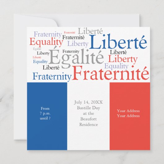 Invitation Fête à thème avec drapeau français (Dos)