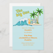 Invitation Fête à thème Big One, Beach et surf (Devant / Derrière)
