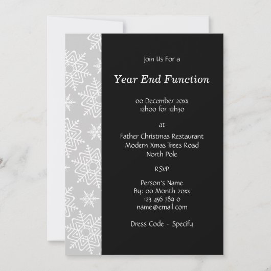 Invitation Fête à thème Black white silver (Dos)