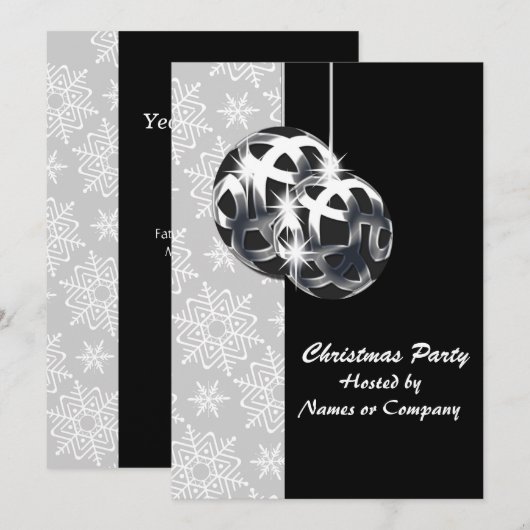 Invitation Fête à thème Black white silver (Devant / Derrière)