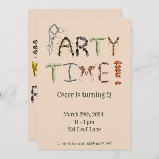 Invitation Fête à thème Bug and Insect Pâte Déplaisante pour  (Devant / Derrière)