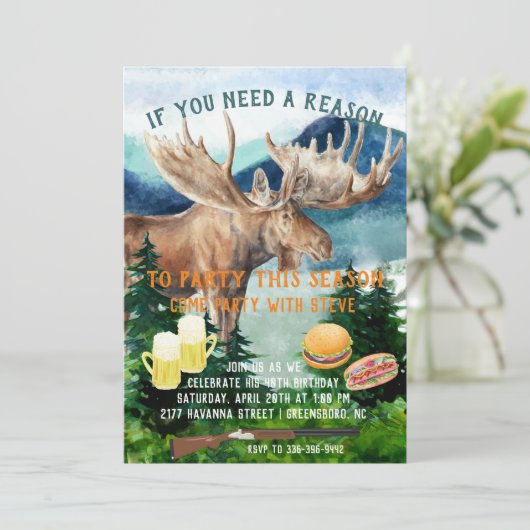 Invitation Fête à thème de chasse (Debout devant)