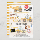 Invitation Fête à thème de construction de camion de vidange  (Devant / Derrière)