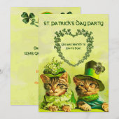 INVITATION FÊTE À THÈME DE LA SAINT-PATRICK AVEC DES CHATS IR (Devant / Derrière)