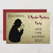 Invitation Fête à thème de l'inspecteur Mystery (Devant / Derrière)