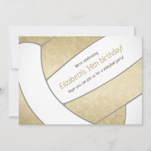 Invitation Fête à thème de volley-ball féminin d'or (Devant)