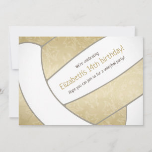 Invitation Fête à thème de volley-ball féminin d'or