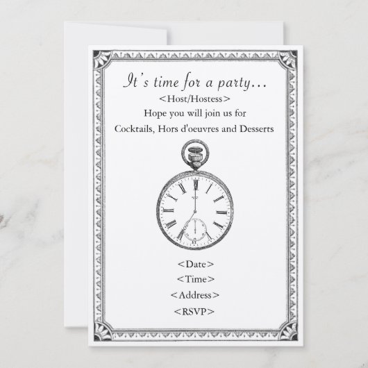 Invitation Fête à thème Heure et horloge (Devant)
