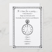 Invitation Fête à thème Heure et horloge (Devant / Derrière)