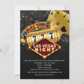 Invitation Fête à thème Las Vegas Black Gold (Devant)