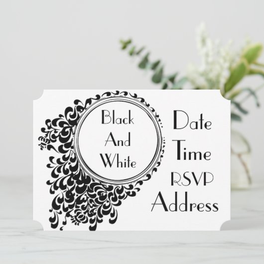 Invitation Fête à thème Noir et Blanc (Debout devant)