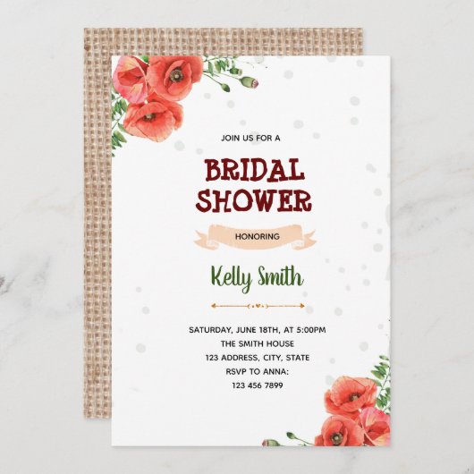 Invitation Fête à thème rouge (Devant / Derrière)