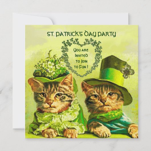 INVITATION FÊTE À THÈME ST.PATRICK POUR CHATS IRLANDAIS DE ST (Devant)