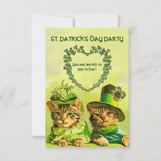 INVITATION FÊTE À THÈME ST.PATRICK POUR CHATS IRLANDAIS DE ST (Devant)