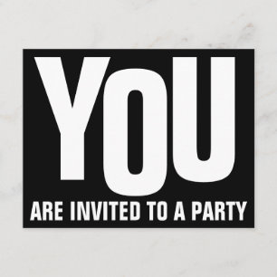 Invitation FÊTE À TOUTE OCCASION en noir et blanc gras