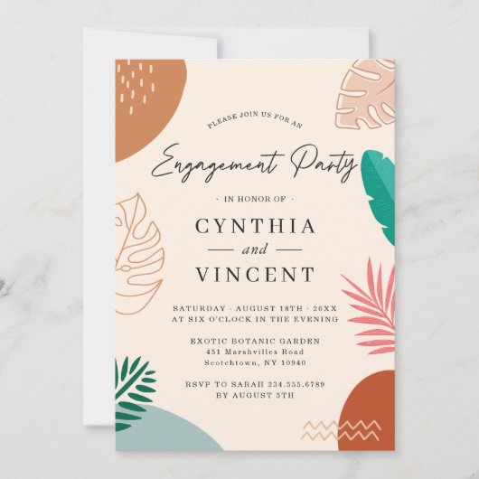 Invitation Fête Abstraite d'été tropicale moderne (Devant)