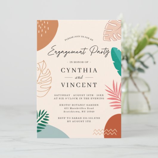 Invitation Fête Abstraite d'été tropicale moderne (Debout devant)