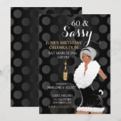 Invitation Fête Africaine Américaine Fête Fille Champagne (Devant / Derrière)