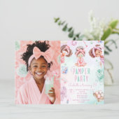 Invitation Fête African American Photo Pamper Anniversaire (Debout devant)