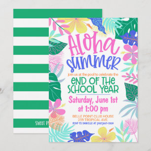Invitation Fête Aloha de fin d'année scolaire