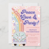 Invitation Fête Amour Party Rétro Arc-en-ciel 7ème Anniversai (Devant)