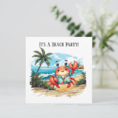 Invitation Fête amusante de crabe de plage (Debout devant)