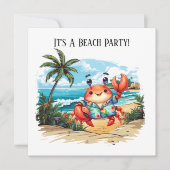 Invitation Fête amusante de crabe de plage (Devant)