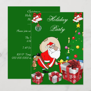 Invitation Fête amusante de Noël vacances Santa Chien Arbre