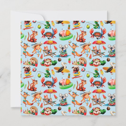 Invitation Fête Animaux de plage (Dos)