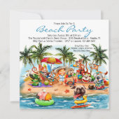 Invitation Fête Animaux de plage (Devant)