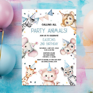Invitation Fête animaux mignonette safari garçon fête d'anniv
