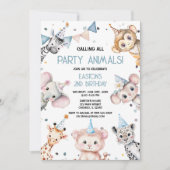 Invitation Fête animaux mignonette safari garçon fête d'anniv (Devant)