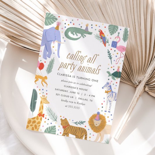 Invitation Fête Animaux Safari fête d'anniversaire