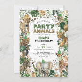 Invitation Fête Animaux Wild Jungle Safari Garçon 1er anniver (Devant)